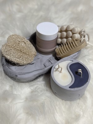 Lethe Studio Design 2’li Soya Mum Seti | Dalga Form 25X15 cm & Yin Yang 9x5 cm | Hediye Seti