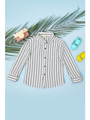 FullaModa Çizgili Düğmeli Erkek Çocuk Gömlek