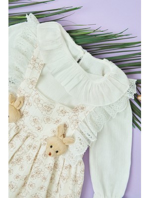 FullaModa Tavşan Aksesuar Detaylı Gömlekli Kız Çocuk Elbise