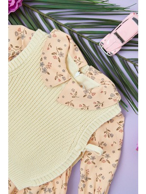 FullaModa Çiçekli Triko Süveterli Kız Çocuk Elbise