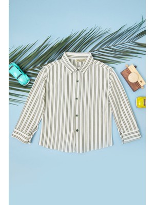 FullaModa Çizgili Düğmeli Erkek Çocuk Gömlek