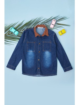 FullaModa Kadife Detaylı Düğmeli Erkek Çocuk 2 Li Takım