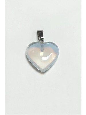 Ay Taşı Kalpli Doğaltaş Kolye Ucu