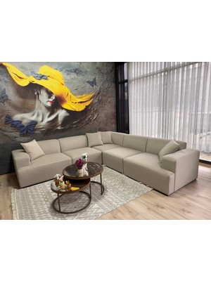 Erduran Mobilya Monza 5 Modül Zero 03 Leke Tutmaz Kumaş Köşe Koltuk Takımı