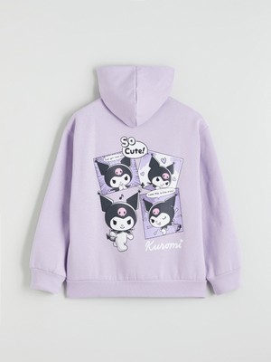 LC Waikiki Lcw Kids Lila Kuromi Baskılı Kız Çocuk Kalın Sweatshirt