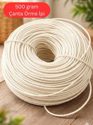 Mady Aksesuar Kraft Ip, 500 Gram Doğal Bükümlü Rafya Ip, Çanta Sepet Uyumlu, Naturel, Çanta Yapım Ipi, Kırık Beyaz