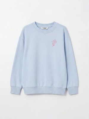 LC Waikiki Lcw Kids Mavi Çiçekli Kız Çocuk Sweatshirt