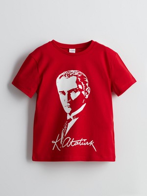 Lc Waikiki Yeni Sezon Bisiklet Yaka Atatürk Baskılı Erkek Bebek Tişört