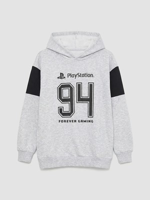LC Waikiki Lcw Kids Gri Playstation Baskılı Erkek Çocuk Kalın Sweatshirt