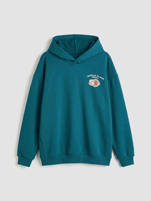 LC Waikiki Lcw Kids Petrol Kapüşonlu Erkek Çocuk Kalın Sweatshirt