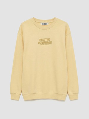 LC Waikiki Lcw Kids Sarı Bisiklet Yaka Baskılı Erkek Çocuk Sweatshirt