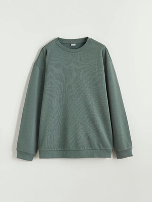 LC Waikiki Lcw Kids Yeşil Bisiklet Yaka Erkek Çocuk Sweatshirt