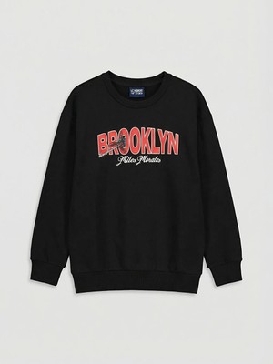 LC Waikiki Lcw Kids Siyah Bisiklet Yaka Spider-Man Baskılı Erkek Çocuk Sweatshirt