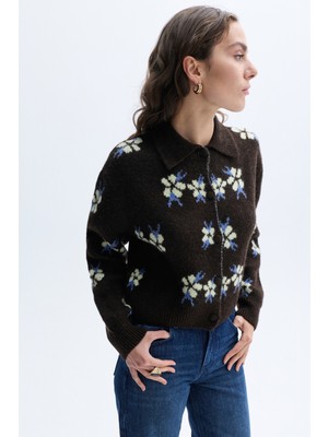 MUDO Jakarlı Polo Yaka Düğmeli Hırka