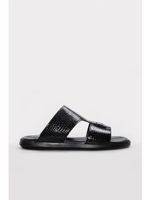 Fast Step Hakiki Deri  Erkek Düz Terlik 295MA1103-3