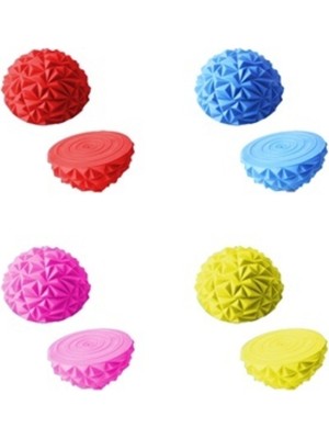 PremiumPort Tırtıklı Yarım Küre Denge Topu ve Denge Taşları 4'lü Set