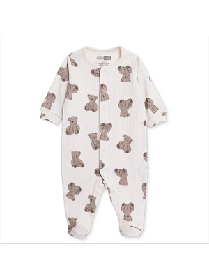 Hellobaby Hellobaby Erkek Bebek Patikli Tulum Hayvan Baskılı Fermuarlı Bisiklet Yaka Uzun Paça Uzun Kol