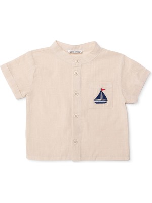 Hellobaby Hellobaby Erkek Bebek Gömlek Marin Baskılı Düğmeli Little Sailor Hakim Yaka Uzun Kol