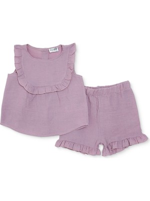 Hellobaby Hellobaby Kız Bebek Bluz-Şort Bisiklet Yaka Kısa Paça Atlet