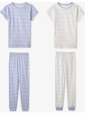 Penti Koyu Lila Kız Çocuk Diamond 2'li Pijama Takımı