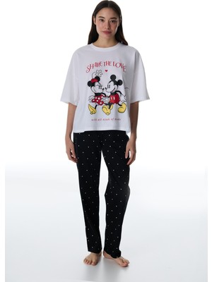 Penti Optik Beyaz Lic Share The Love Pamuklu Pantolon Pijama Takımı