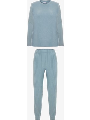 Penti Gri Chill Time Kayık Yaka Termal Etkili Pijama Takımı