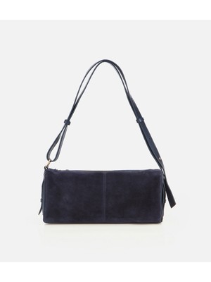 Hotiç 03CAH316290A680 KADIN Süet Deri Lacivert Bowling Omuz Çantası