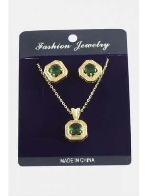 Kare Zirkon Taşlı Set Kolye