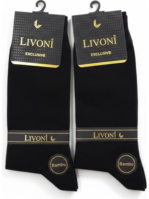 Livoni Exclusive 2 Çift Erkek Koyu Lacivert Bambu Lüks Dikişsiz Çorap