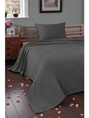 Cottonest Saç Örgü Desenli Tek Kişilik Yatak Örtüsü Seti – Düğmeli Yastık Kılıflı – 165X230 cm