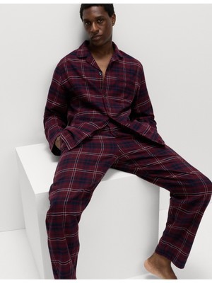 Marks & Spencer Saf Pamuklu Kareli Pijama Takımı