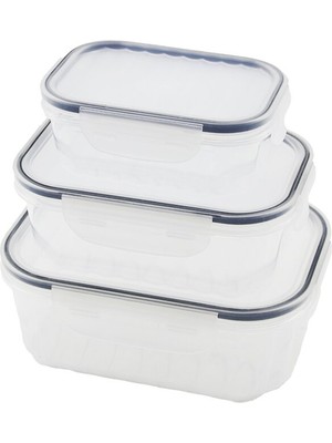 İsmiyle Al 3pcs Quick Sızdırmaz Saklama Kabı Seti Şeffaf Kap - Buğulu-Contalı Kapak  500-1000-1700ML (5067)