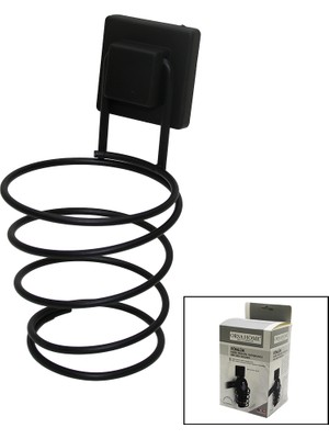 İsmiyle Al Siyah - Metal Fönlük Fön Makine Askısı Kare Macun YAPIŞKANLI10X11X15CM (5067)