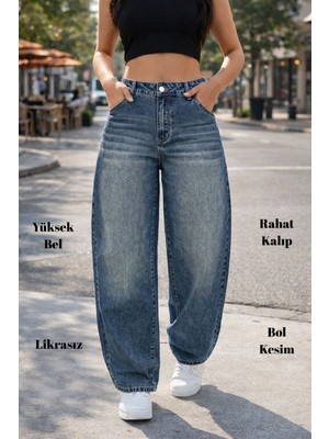 Cedy Denim Kadın Yüksek Bel Baggy Skater Jean