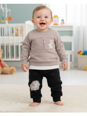 Ege Bebek Erkek Bebek Mevsimlik Fermuar Detaylı 6-9-12-18-24 Aylık 2'li Cool Bebek Takımı