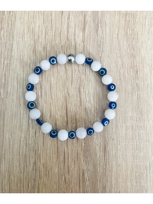 Mk Tasarım Gerçek Aytaşı Bileklik-Nazar Boncuklu - MKT.1.101.53 Rahatlatıcı, Dinginlik, Enerji Bilekliği