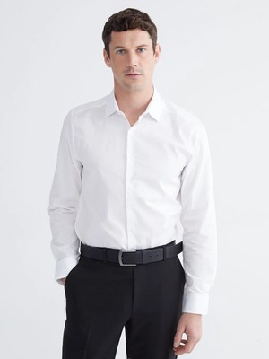 LC Waikiki Beyaz Slim Fit Gabardin Erkek Gömlek  (S6)
