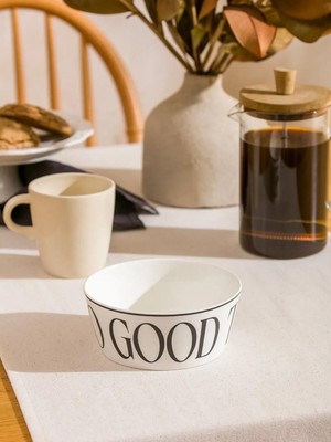 LC Waikiki Siyah Baskılı Yazı Baskılı Porselen Kase 14 cm  (S6)