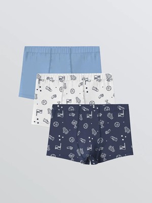 LC Waikiki Beyaz Baskılı Erkek Çocuk Boxer 3 Lü  (S6)
