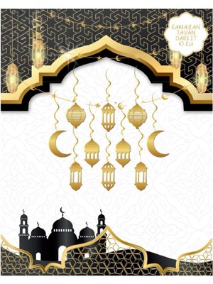 Bi Dünya Shop Ramazan Tavan Süsü 10'lu Metalize Gold