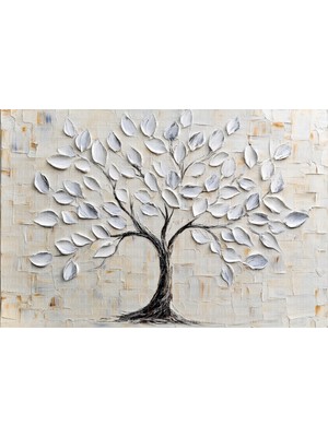 Akrilik Beyaz Yapraklı Ağaç Poster Duvar Kağıdı