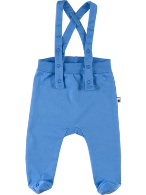 Little Yucca Seed Organik Pamuk Patikli Bebek Salopet-Mavi