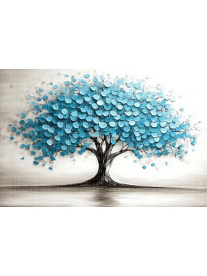 Arterior Wallpaper Akrilik Mavi Yapraklı Ağaç Poster Duvar Kağıdı