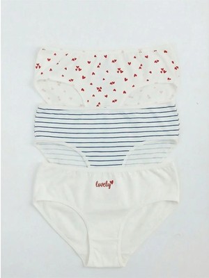 LC Waikiki Ekru Baskılı Kız Çocuk Külot 3 Lü  (S6)