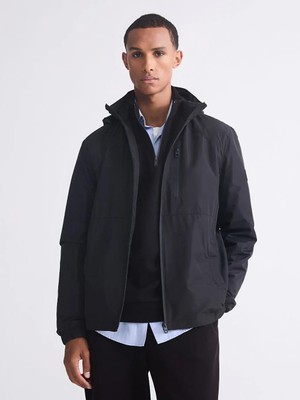 LC Waikiki Siyah Standart Kalıp Kapüşonlu Erkek Yağmurluk  (S6)