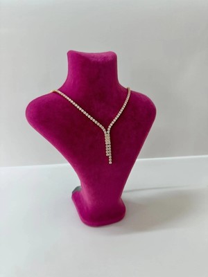 Megass Dekor Londra Model Süet Kumaş Fuşya Renk 22/18 cm Kolye Sergileme Mankeni