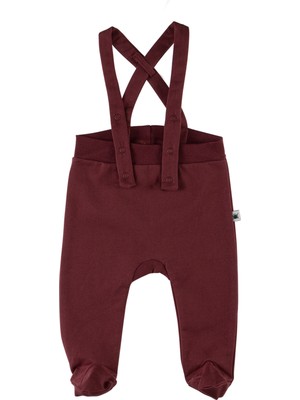 Little Yucca Seed Organik Pamuk Patikli Bebek Salopet-Bordo