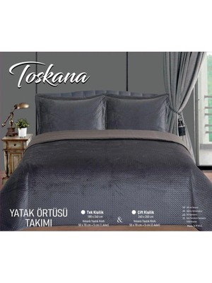 Bella Home Toscana Çift Kişilik Kadife Yatak Örtüsü Seti - 240X260 cm