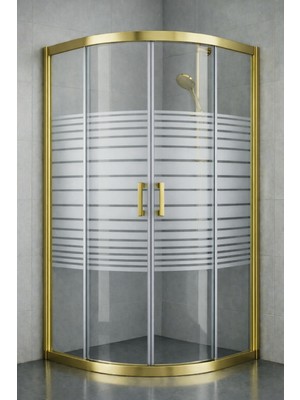 Durul Duşakabin Oval Altın 5mm Çizgili Yükseklik 190 cm