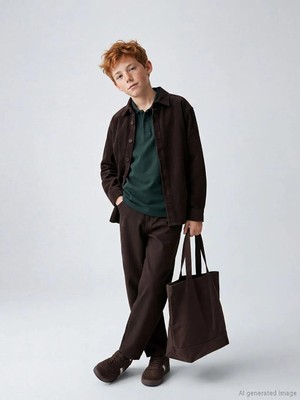 LC Waikiki Kahverengi Regular Fit Erkek Çocuk Gabardin Pantolon  (S6)